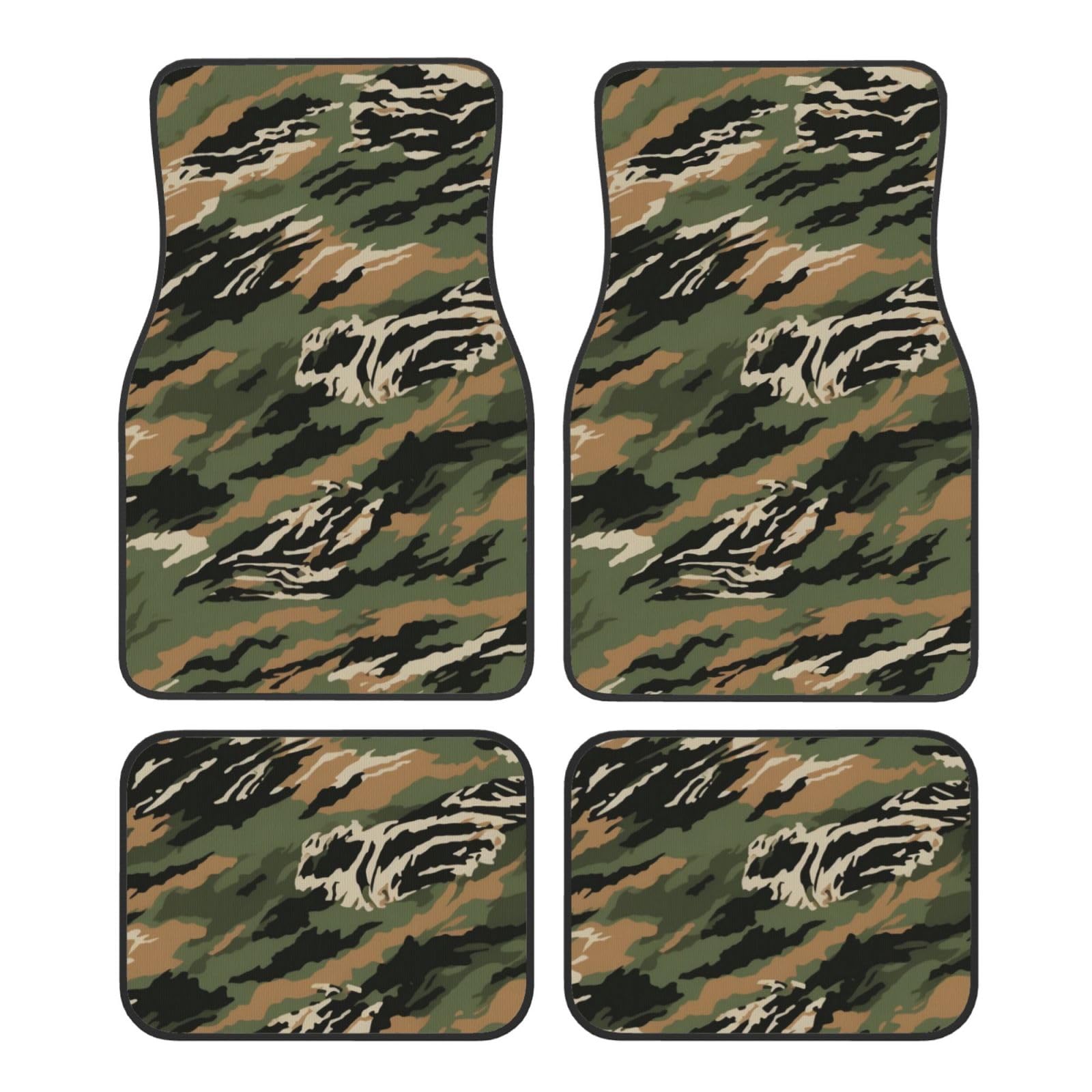 Tiger Stripe Camouflage Gedruckt Auto Fußmatten Set 4 Stück Universal rutschfeste Automatten Teppich für Auto SUV LKW von WPUTY