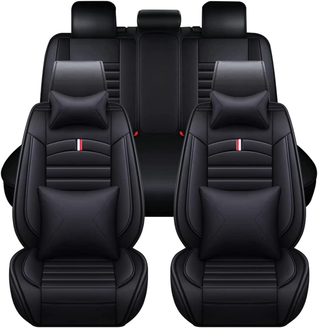 WQIUTT Auto Sitzbezügesets 5 Sitzer für Audi A3 A4 A5 A6 Q3 Q5,Sitzauflagen Set Sitzbezüge Kompletter Satz rutschfest Dauerhafter Sitzschoner Auflagen Zubehör,Black-Luxurious_Set von WQIUTT