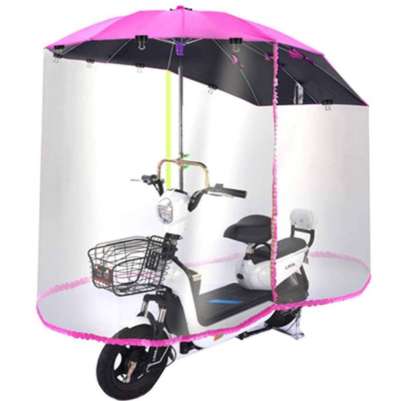 Motorrad-Regenschirm, Sonnenschutz, Regenschutz, Überdachung für Elektroautos, Auto-Motorroller-Regenschirm, Mobilitäts-Sonnenschutz, Regenschutz mit vollständig geschlossenem Regenvorhang, Lila, von WQZStar