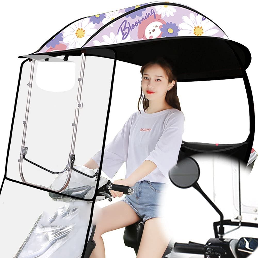 Motorrad-Roller-Abdeckung, wasserdicht, für den Außenbereich, Sonnenblende für Elektroautos, Motorroller-Regenschirm, Mobilitäts-Sonnenschutz, Regenschutz, B-Schwarz (Lila A) von WQZStar