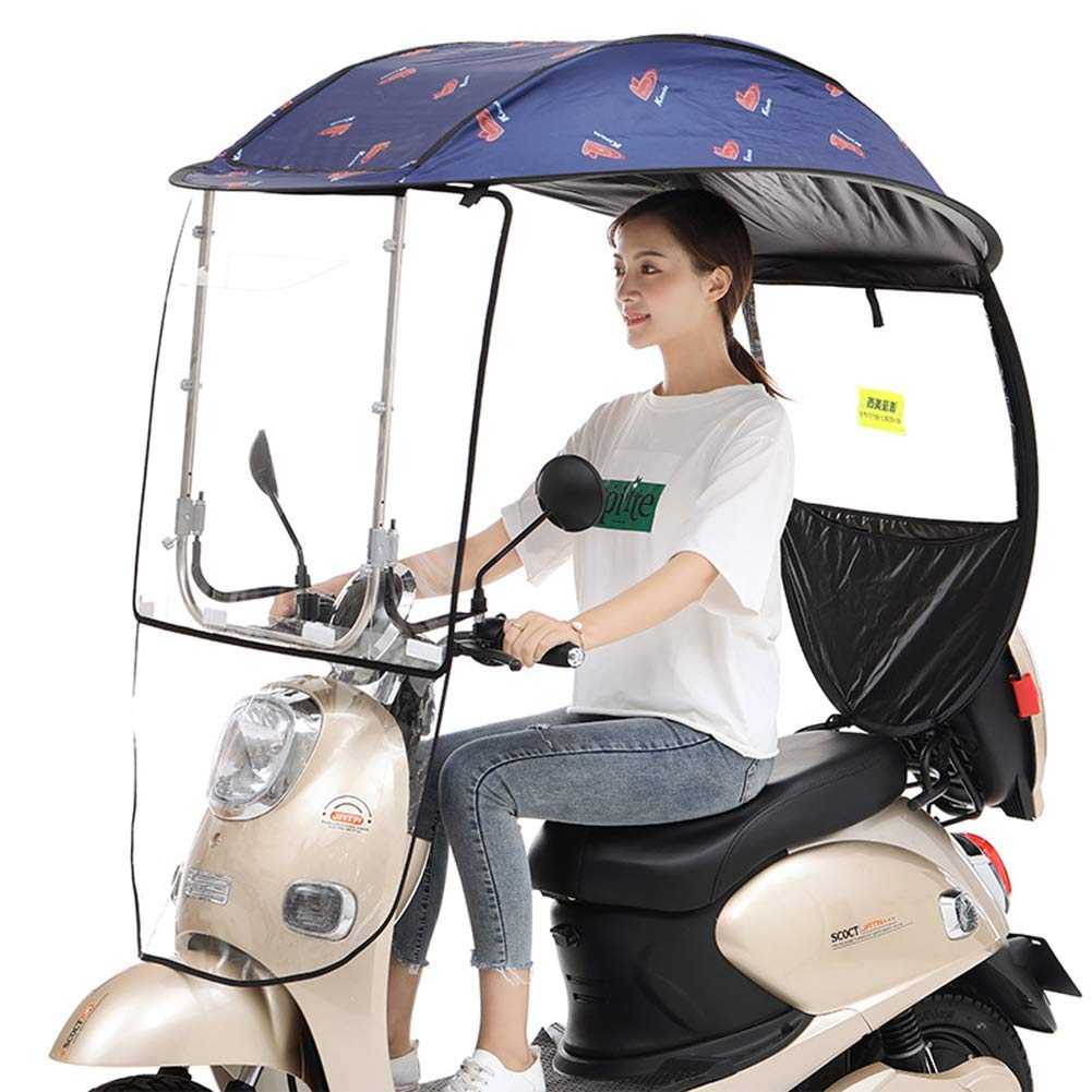 Regenschutz für Motorräder, Sonnenschutz für Elektrofahrräder, wasserdichter Auto-Überdachungsschirm mit PVC-Windschutzscheibe (H) von WQZStar