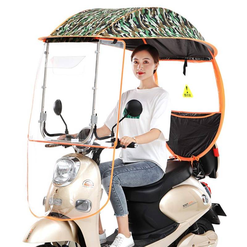 Regenschutz für Motorräder, Sonnenschutz für Elektrofahrräder, wasserdichter Auto-Überdachungsschirm mit PVC-Windschutzscheibe (L) von WQZStar