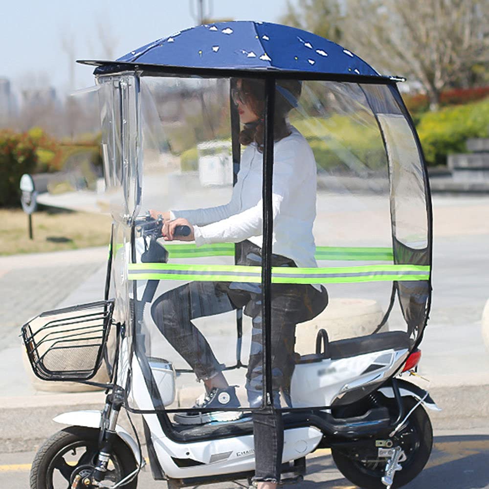 Roller-Regenschirm, wasserdichte Motorradabdeckung, HD-transparente Blende, elektrischer Fahrrad-Sonnenschutz, All-Inclusive, A-Blue2 (Blue2 B) von WQZStar