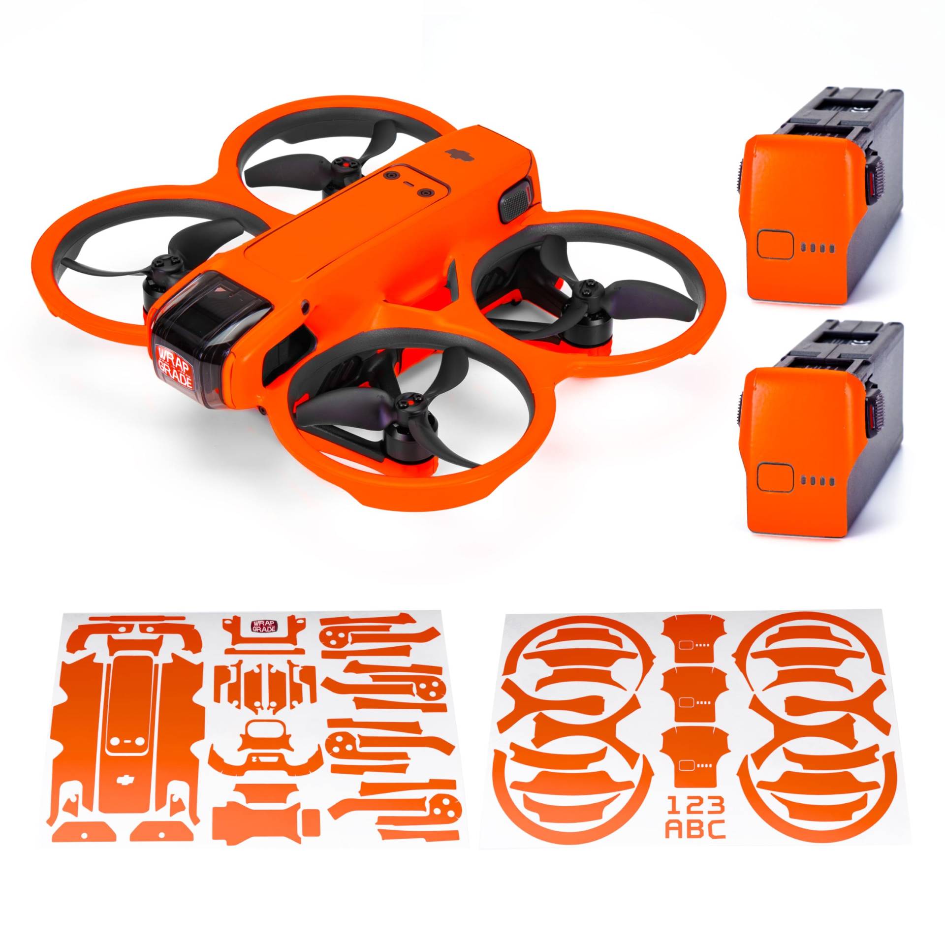 WRAPGRADE Skin Aufkleber Kompatibel mit DJI Avata 2 (Neon Orange) von WRAPGRADE