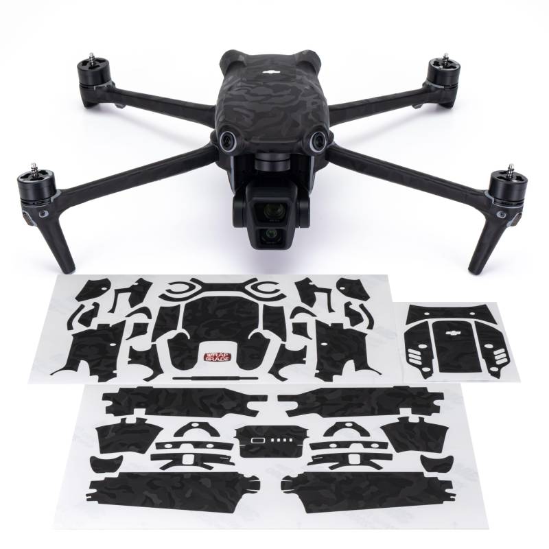 WRAPGRADE Skin Kompatibel mit DJI Air 3 (Black Bumpy CAMO) von WRAPGRADE