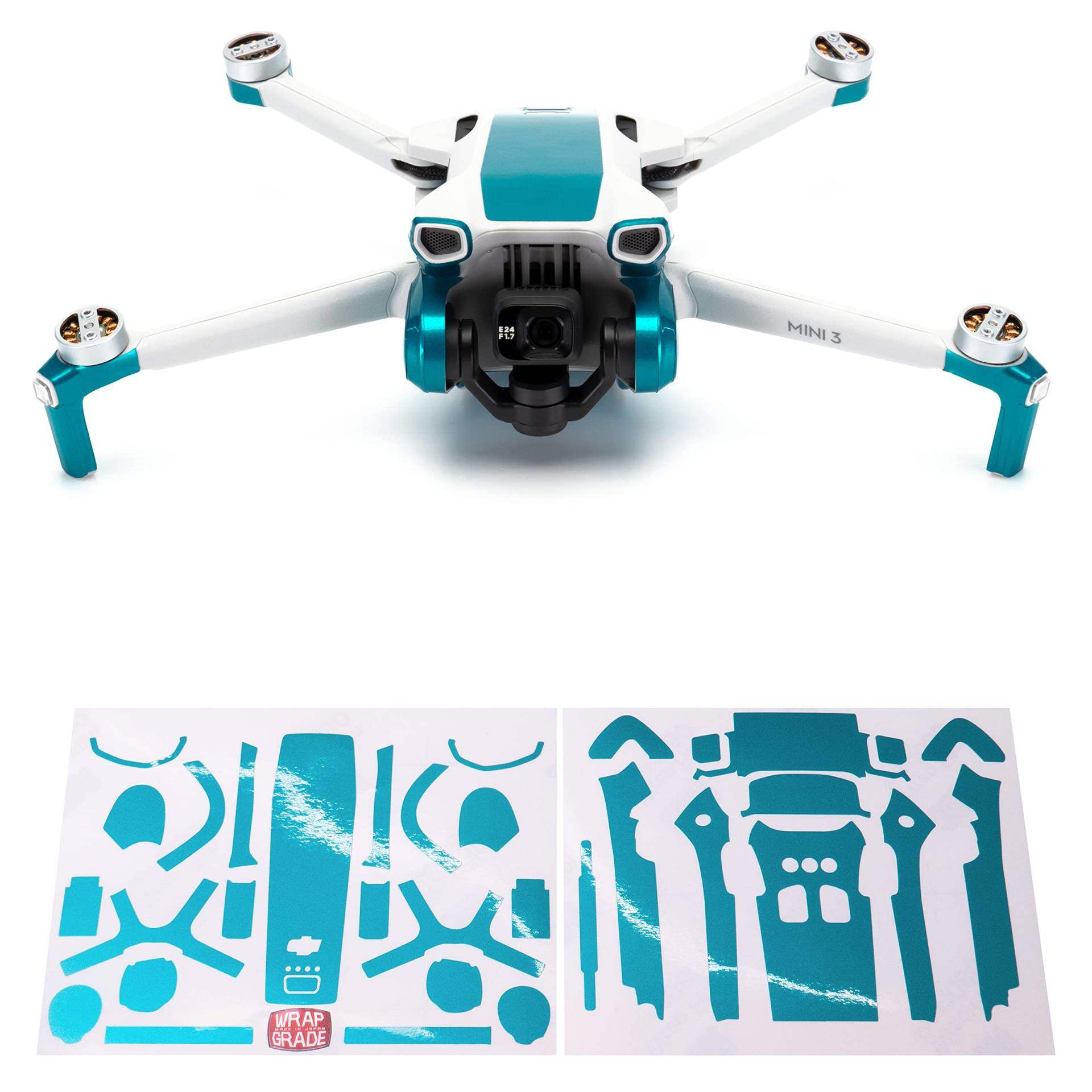 WRAPGRADE Skin Kompatibel mit DJI Mini 3 | Accent Color (Caribbean Blue) von WRAPGRADE