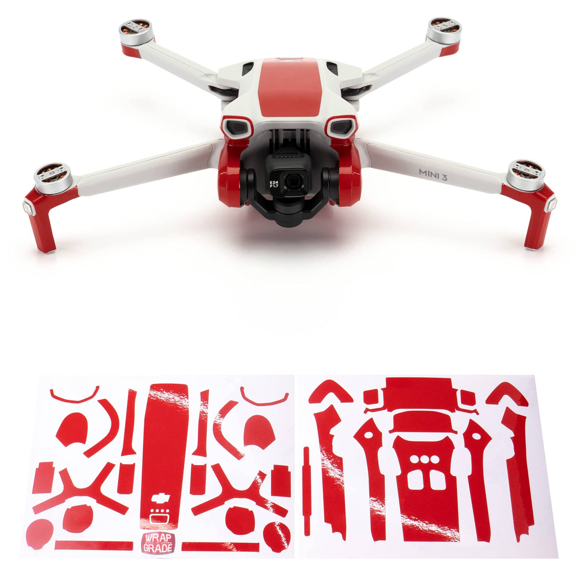 WRAPGRADE Skin Kompatibel mit DJI Mini 3 | Accent Color (SUPER RED) von WRAPGRADE