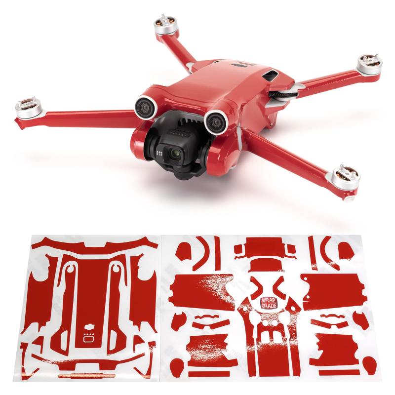 WRAPGRADE Skin Kompatibel mit DJI Mini 3 Pro (SUPER RED) von WRAPGRADE