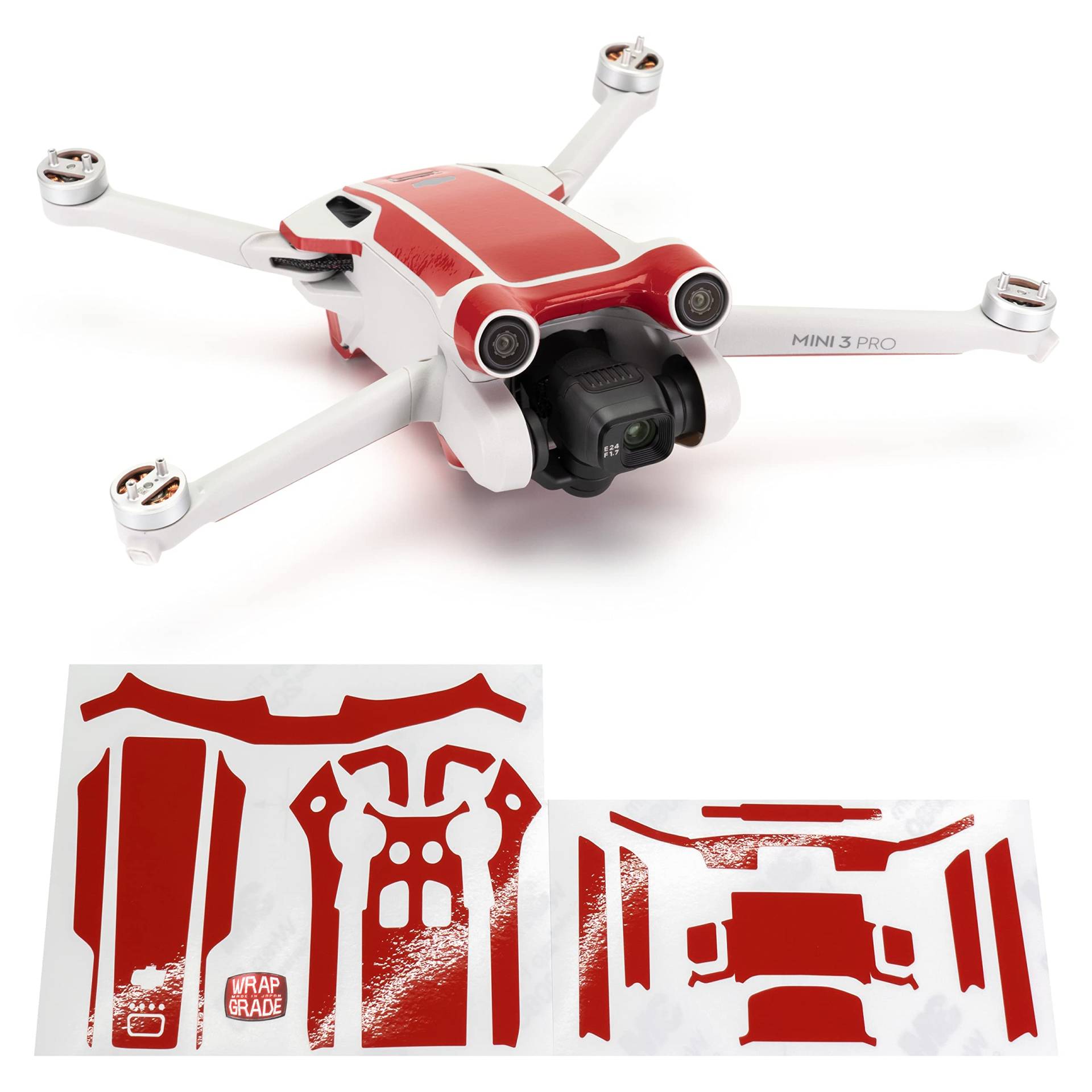 WRAPGRADE Skin Kompatibel mit DJI Mini 3 Pro | Accent Color (SUPER RED) von WRAPGRADE