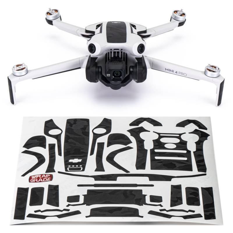 WRAPGRADE Skin Kompatibel mit DJI Mini 4 Pro | Accent Color (Black Bumpy Camo) von WRAPGRADE