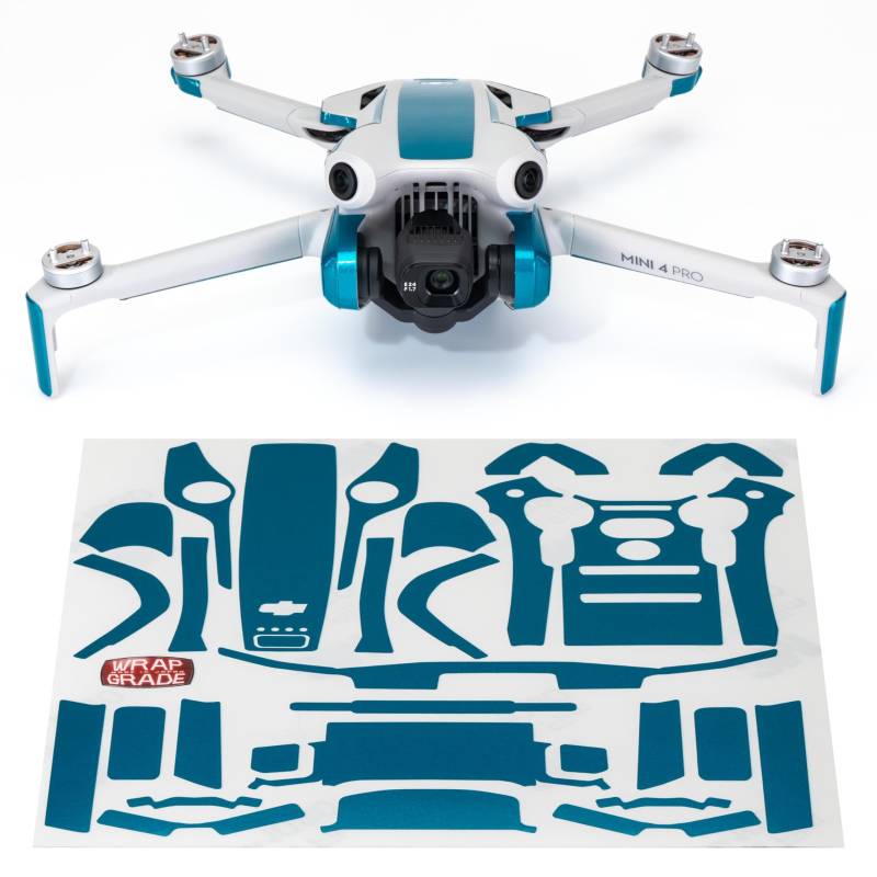 WRAPGRADE Skin Kompatibel mit DJI Mini 4 Pro | Accent Color (Caribbean Blue) von WRAPGRADE