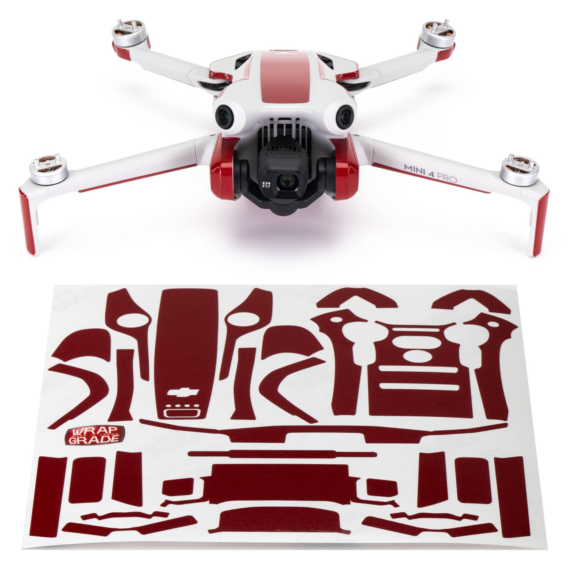 WRAPGRADE Skin Kompatibel mit DJI Mini 4 Pro | Accent Color (Japan Red) von WRAPGRADE