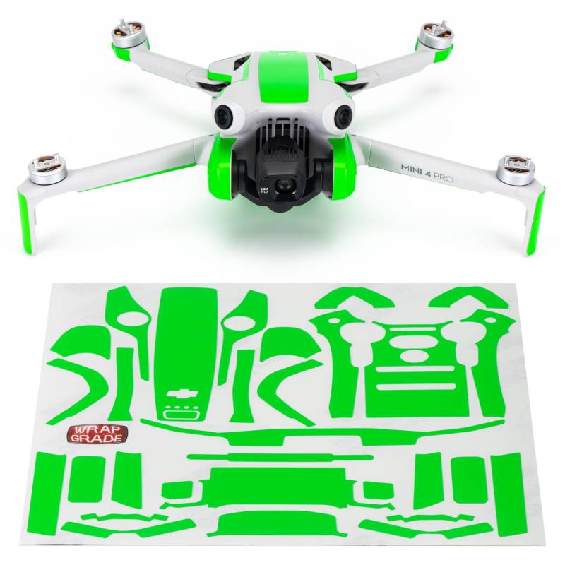 WRAPGRADE Skin Kompatibel mit DJI Mini 4 Pro | Accent Color (Neon Green) von WRAPGRADE