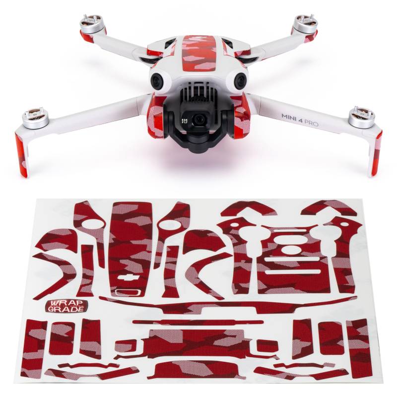 WRAPGRADE Skin Kompatibel mit DJI Mini 4 Pro | Accent Color (Super Red Dot Camo) von WRAPGRADE