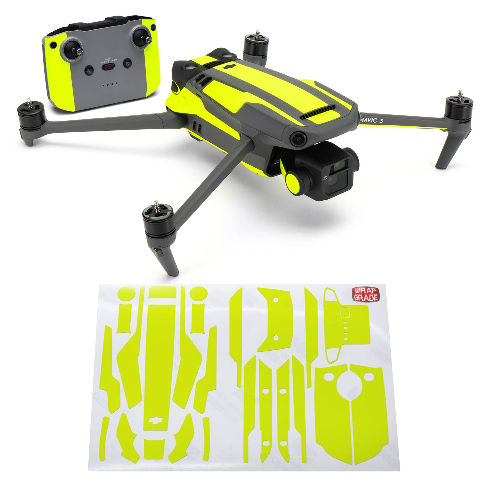 WRAPGRADE Skin Kompatibel mit Mavic 3 / Mavic 3 Classic | Accent Color (NEON YELLOW) von WRAPGRADE