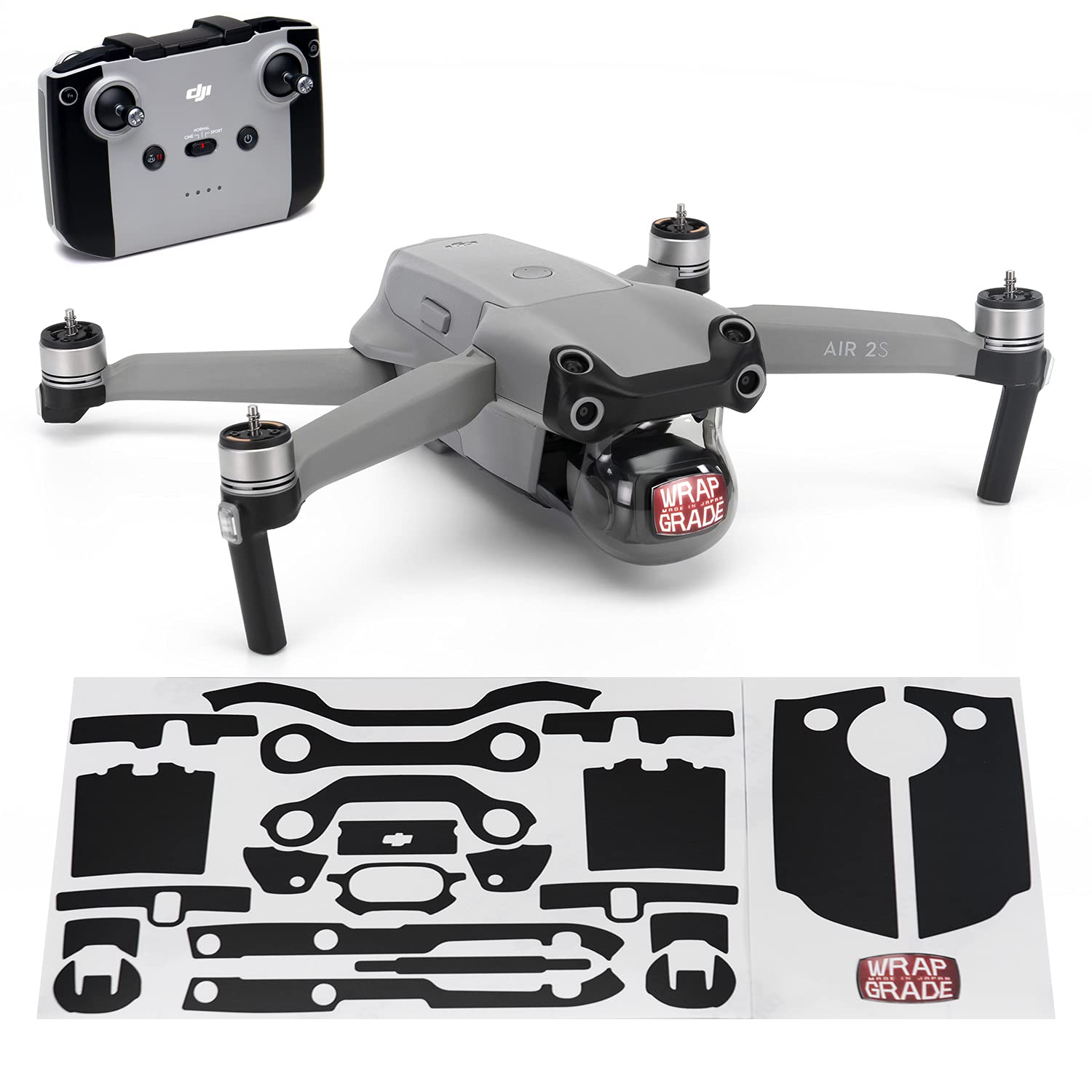 Wrapgrade Skin kompatibel mit DJI Air 2S | Accent Color A (STEALTH BLACK) von WRAPGRADE