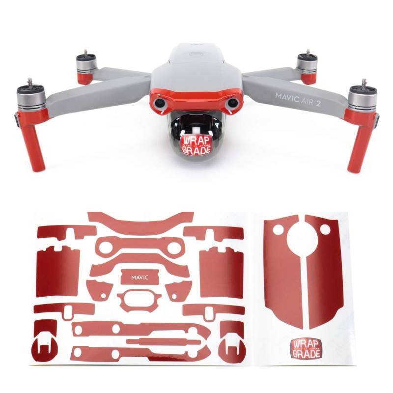 Wrapgrade Skin kompatibel mit DJI Mavic Air 2 | Accent Color A (SUPER RED) von WRAPGRADE