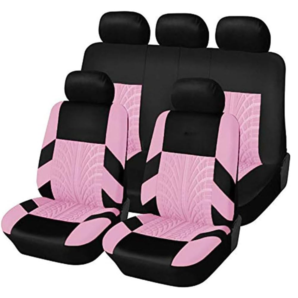 WRGEYXTD Auto Sitzbezüge Stoff Set Für F-ord S-MAX 2015-2023, Sitz SchonbezüGe rutschfest Bequem Innenraum Vorne Und Hinten Styling ZubehöR,E/Pink von WRGEYXTD