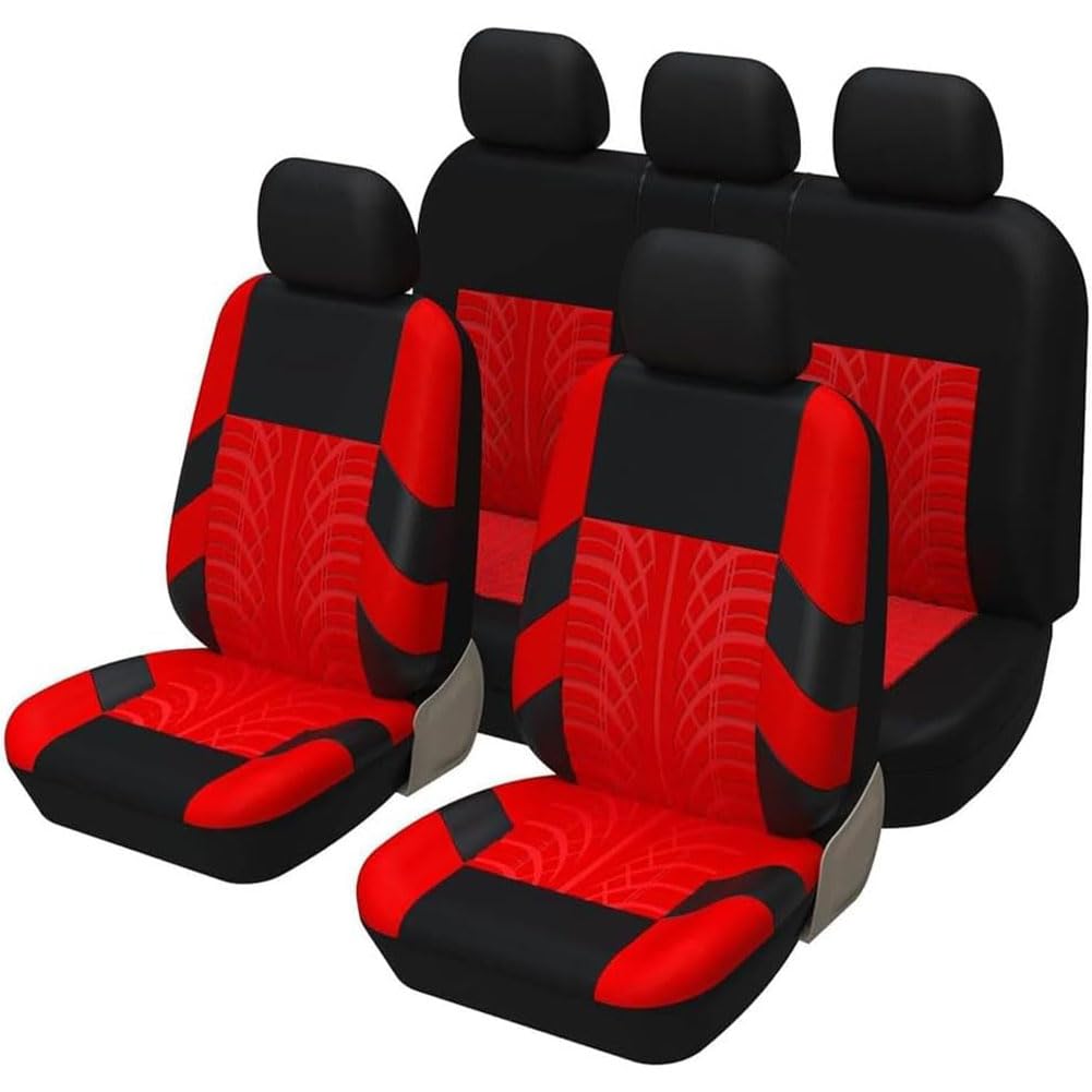 WRGEYXTD Auto Sitzbezüge Stoff Set Für Nissan Tiida/Versa/Latio C11 2004-2011, Sitz SchonbezüGe rutschfest Bequem Innenraum Vorne Und Hinten Styling ZubehöR,D/Red von WRGEYXTD