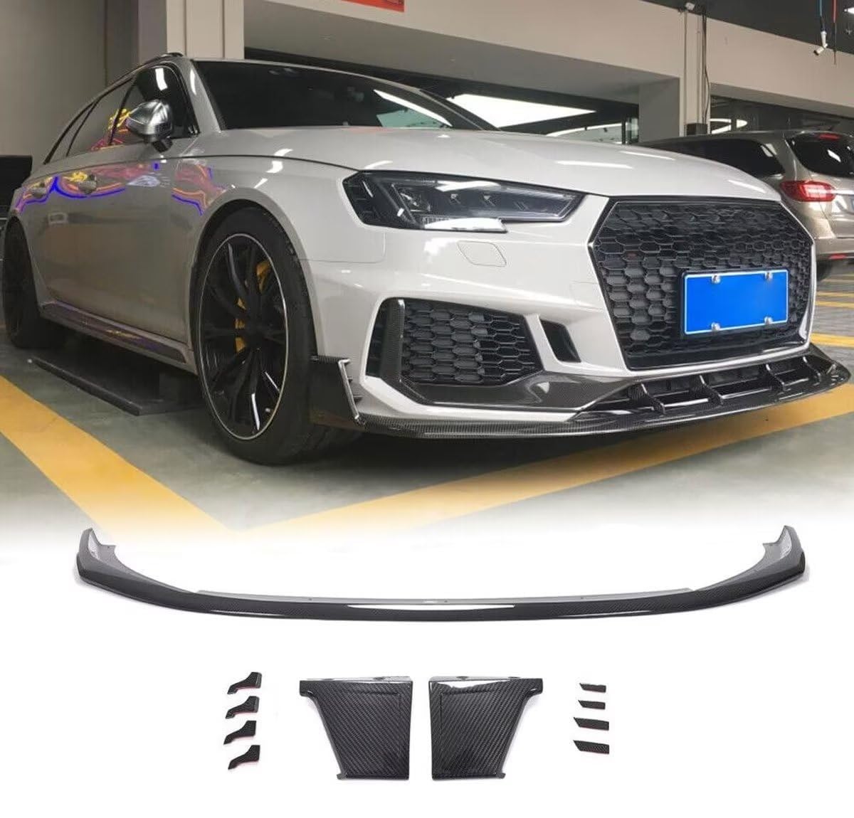 Für Audi RS4 2019 Auto Frontlippe Frontspoiler,Auto Frontschürze Lippenspoiler Karosserie Anbauteile von WRHOME