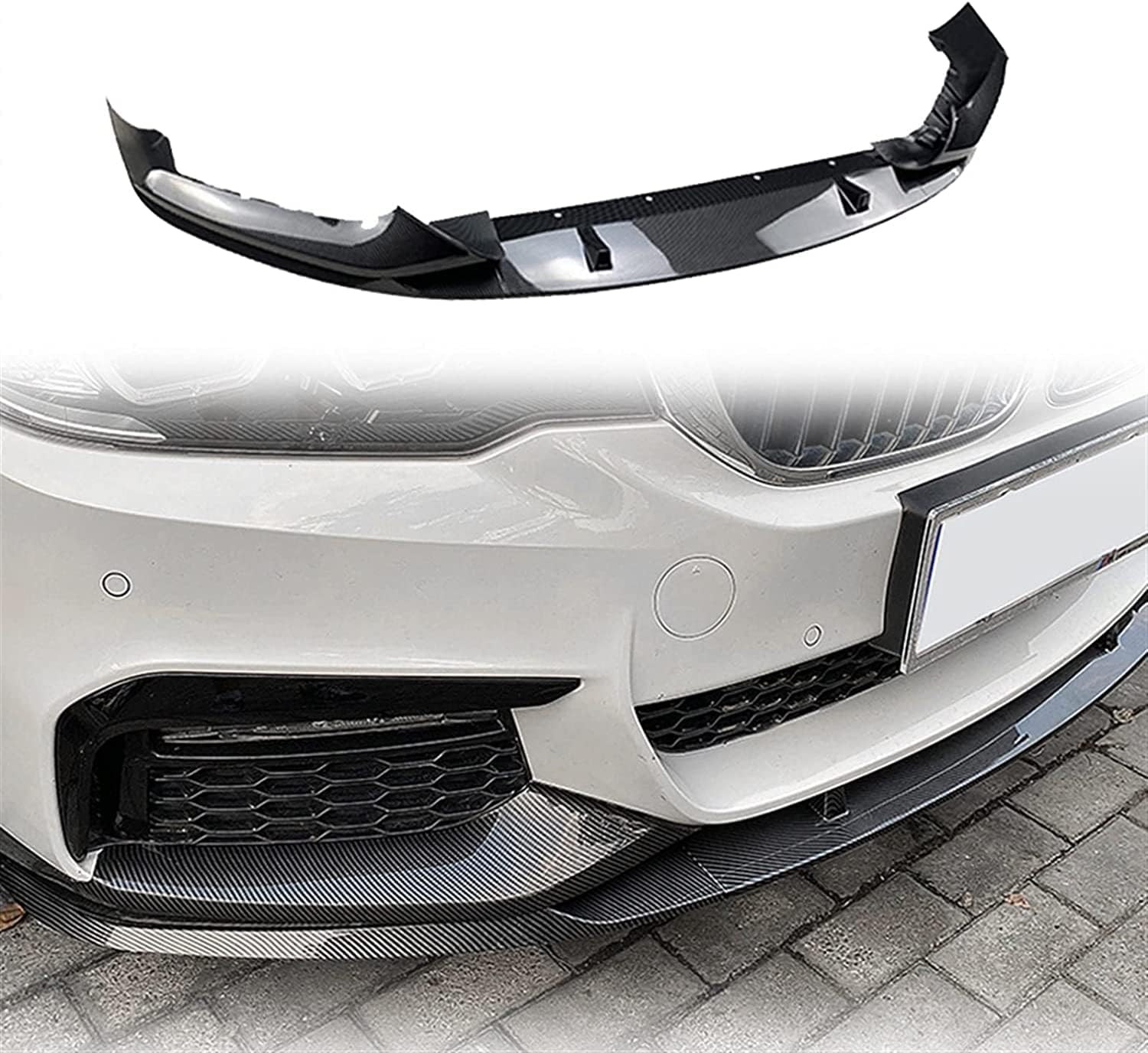 Für BMW 5 Series G30 M Tech Sport 2018 2019 2020 Auto Frontlippe Frontspoiler,Auto Frontschürze Lippenspoiler Karosserie Anbauteile,B-Carbon fibre von WRHOME