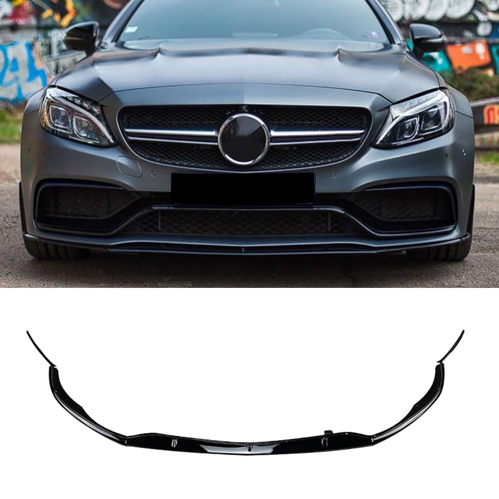Für Mercedes Benz C Klasse W205 C205 S205 C63 AMG 2015-2021 Auto Frontlippe Frontspoiler,Auto Frontschürze Lippenspoiler Karosserie Anbauteile,A-Glossy Black von WRHOME