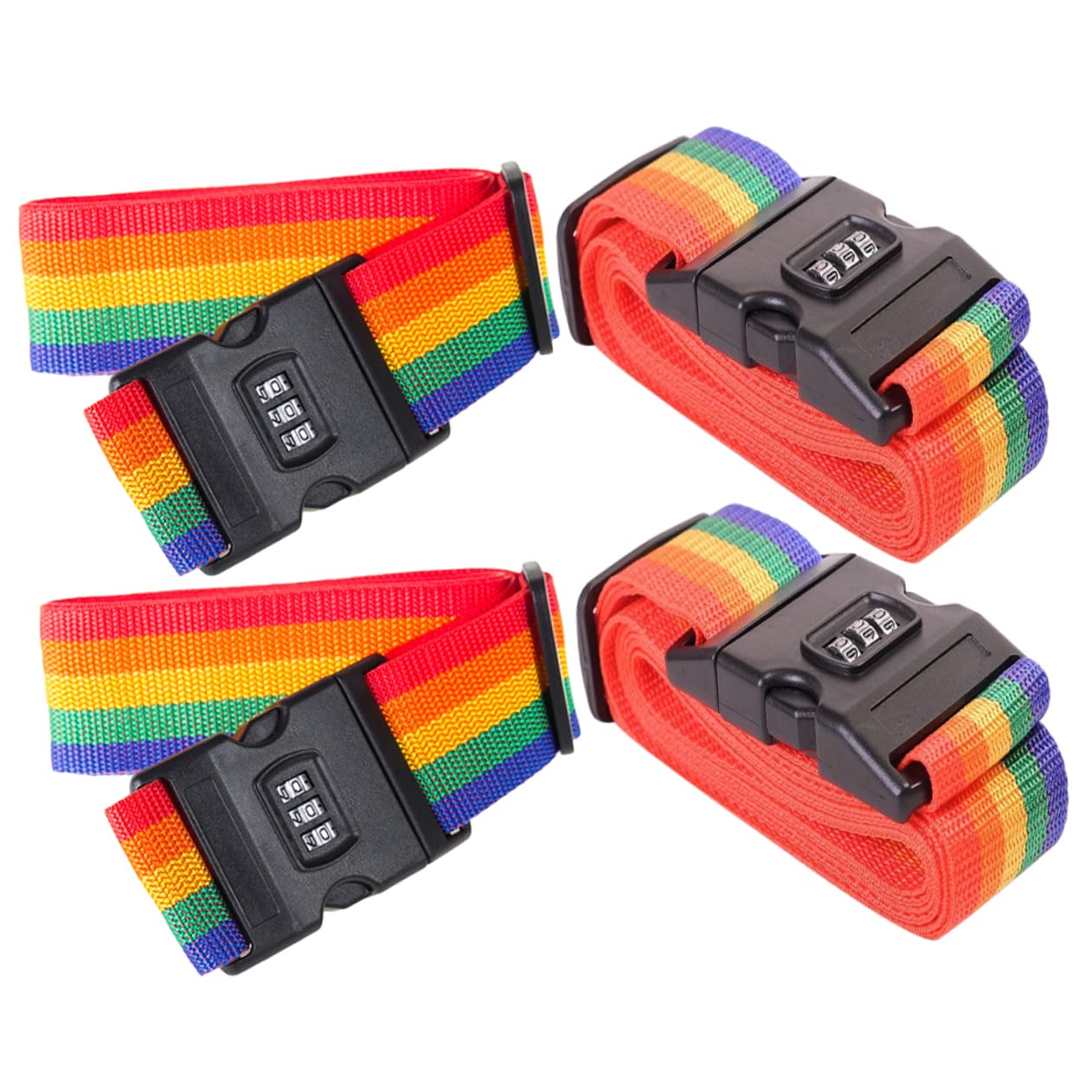 WRITWAA 4 Stück Passwort Gepäckband Auto Gepäckband Gepäckspanngurt Gürtel für Schnalle kofferbeschriftungen kofferanhänge Koffergürtel verstellbare Gepäckgurte Polypropylen Colorful von WRITWAA