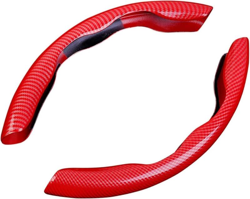 2 Stück Auto Lenkrad Abdeckung für Mazda 5 MPV 2006-2010, Segmented Lenkradschutz Kohlefaser Lenkradbezug Anti-Rutsch Lenkrad Booster Cover Innenraum Zubehör,red von WRNHZNEW