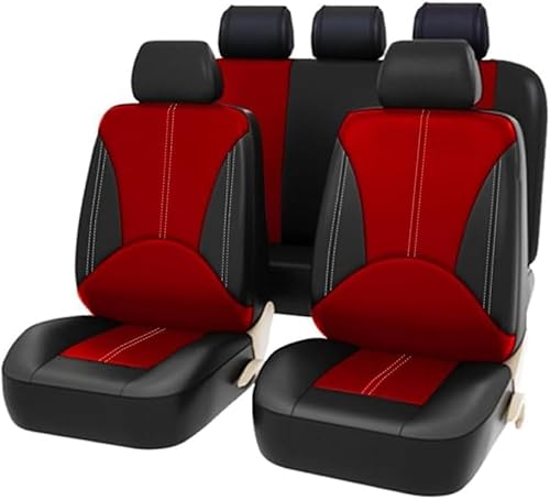 WRNHZNEW Auto Leder Sitzbezüge Sets für Lexus RX 2010-2015, Allwetter Wasserdicht Vorne Hinten Schonbezüge Atmungsaktiv Komfortabel Innenraum Schonbezüge Zubehör, Black Red von WRNHZNEW