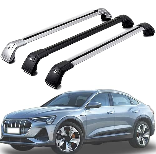 DachträGer RelingträGer für E-tron Sportback 2020-, Dachgepäckträger Aluminium AbschließBar mit Geschlossene Dachreling A Paar,Black-1 Pair von WRUHUA