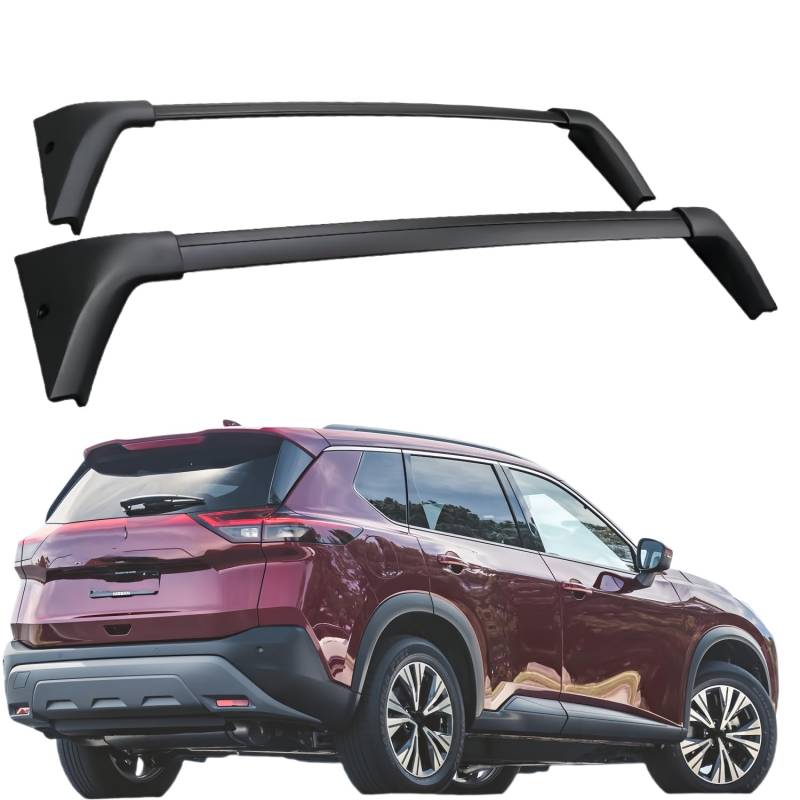 DachträGer RelingträGer für Nissan X-Trail T33 2020 2021 2022 2023 2024, Dachgepäckträger Alu Dachgepäckablage, Paar Schwarze gewidmet Diebstahl-Bars Schwarzes Silber,Black von WRUHUA