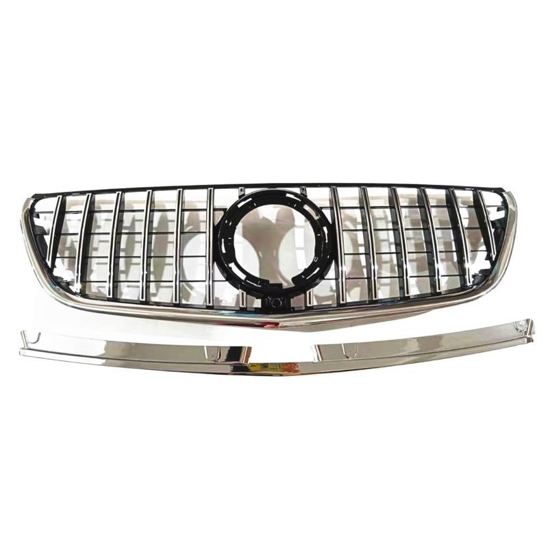 Auto Front Stoßstange Grill Oberen Kühlergrill Kompatibel for Mercedes Benz Metris V260 W447 2016-2020 Haube Mesh Center Grid(Silver) von WRYZA