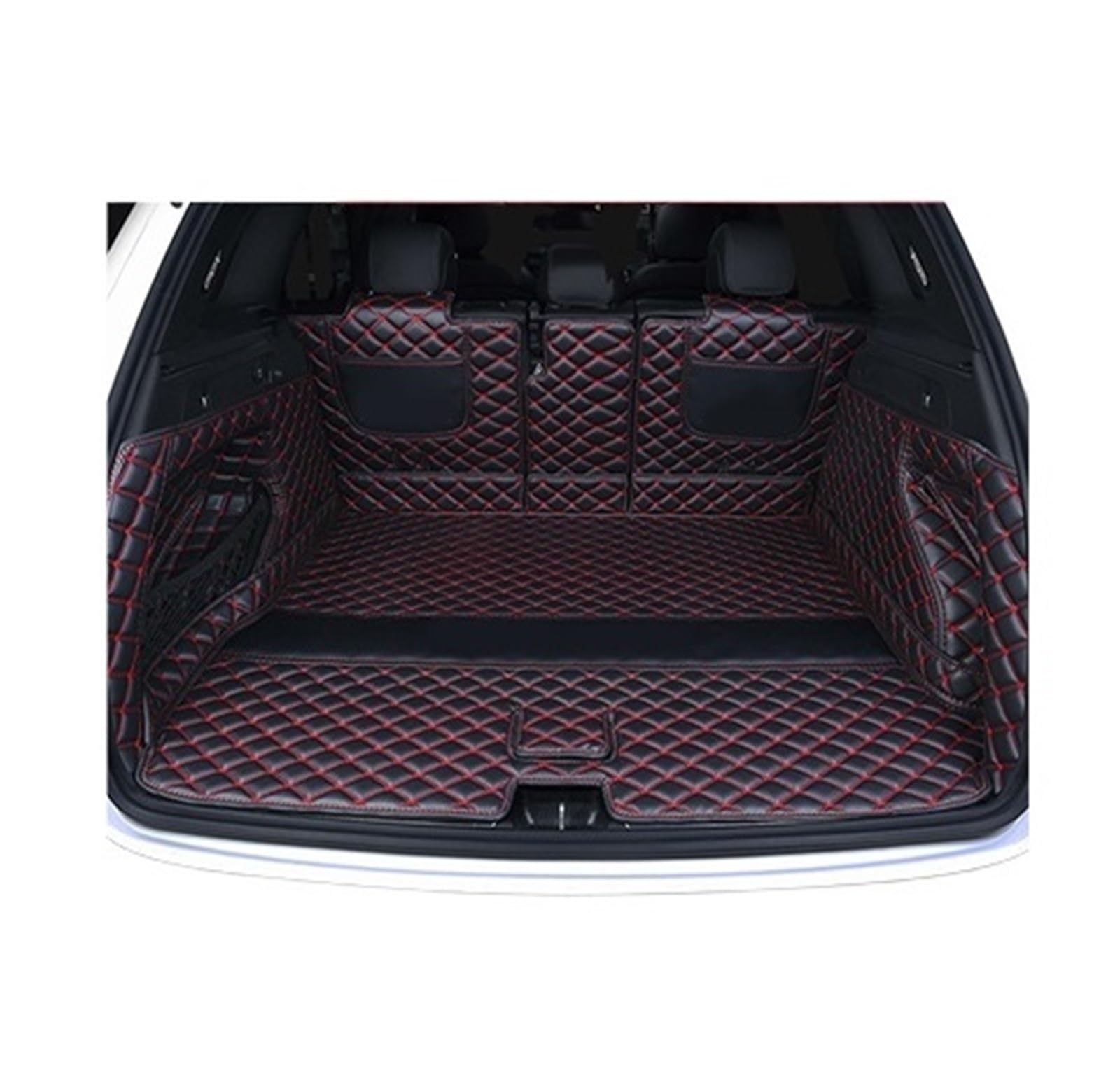 Kofferraummatte aus Leder, kompatibel mit Land Rover Discovery Sport 2016–2020, 7 S, Kofferraummatte, Bodenteppich, Schlammtreter, Zubehör(Black red) von WRYZA