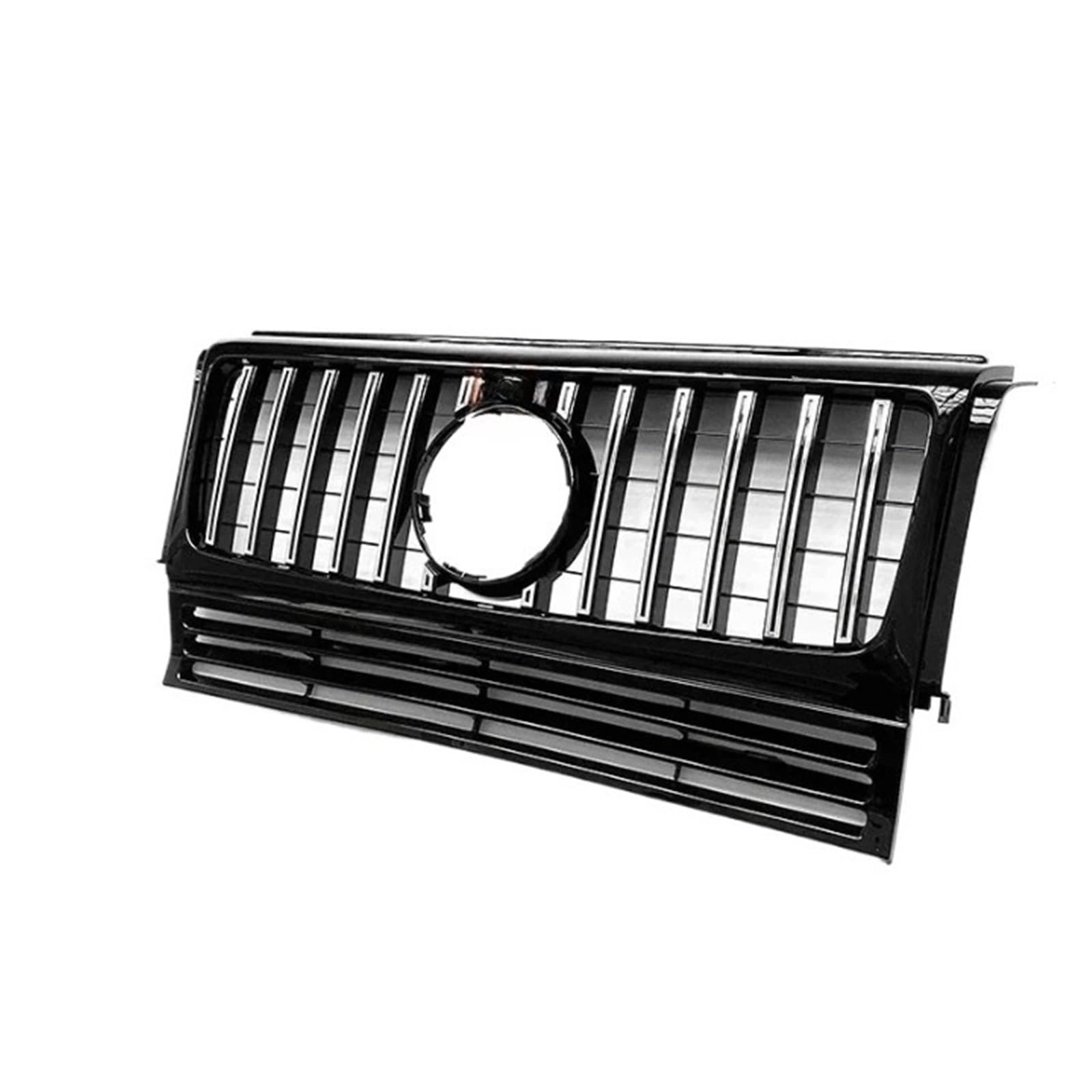 Kühlergrill for die vordere Stoßstange, in der Mitte der Motorhaube, schwarz-silberner Kühlergrill, kompatibel mit Mercedes G-Klasse G-Wagon W463 1990–2017 G350 G450 G500, außer G63 G65 AMG(Black-with von WRYZA