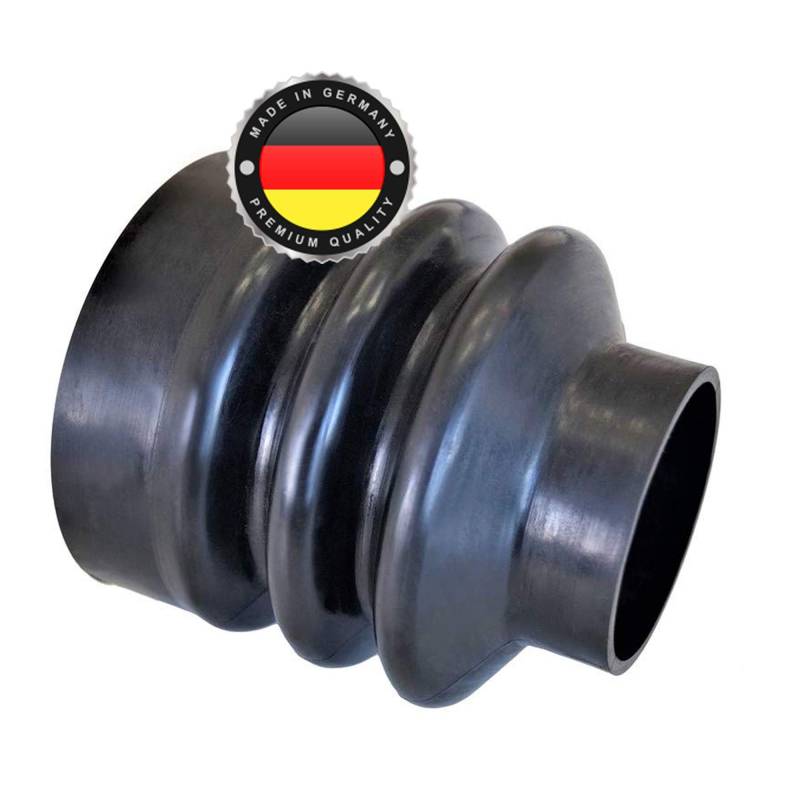 WS · SYSTEM 1x Universal Faltenbalg aus Gummi – 1 Stk flexible & dehnbare Achsmanschette MADE IN GERMANY aus hochwertigem PVC – Schelle in Größe: L 65mm-98mm Ø 45mm-77mm von WS · SYSTEM