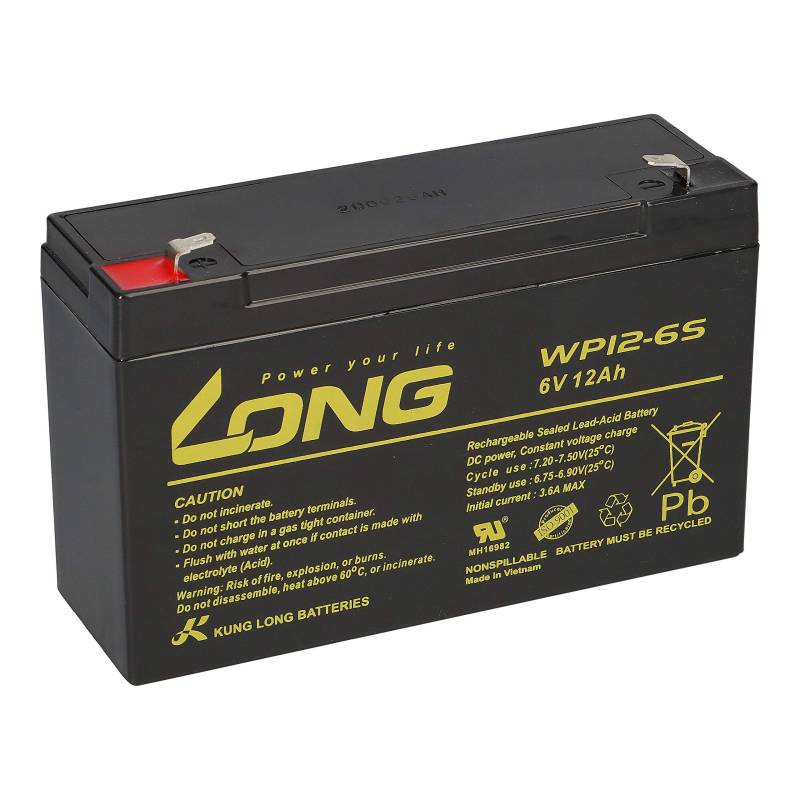 6V 12Ah Gel Batterie Kinderauto Auto Motorrad Notstrom Akku 6Volt 10Ah 9Ah Long von WSB