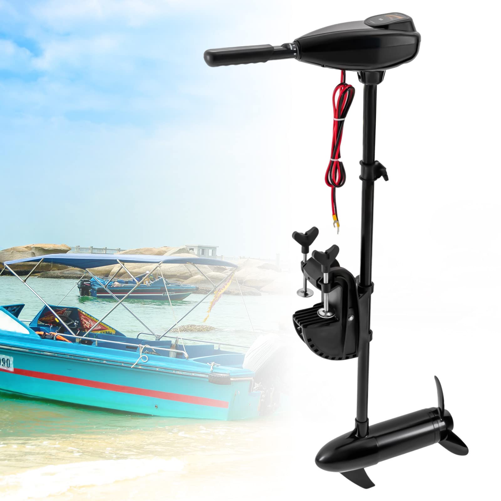 Elektroaussenborder 85lbs Elektro Bootsmotor für Schlauchboot Trolling Motor 2050 kg 1152W Marine Außenborder Propellermotor (8 Gänge, 5 Vorwärtsgänge, 3 Rückwärtsgänge) von WSIKGHU