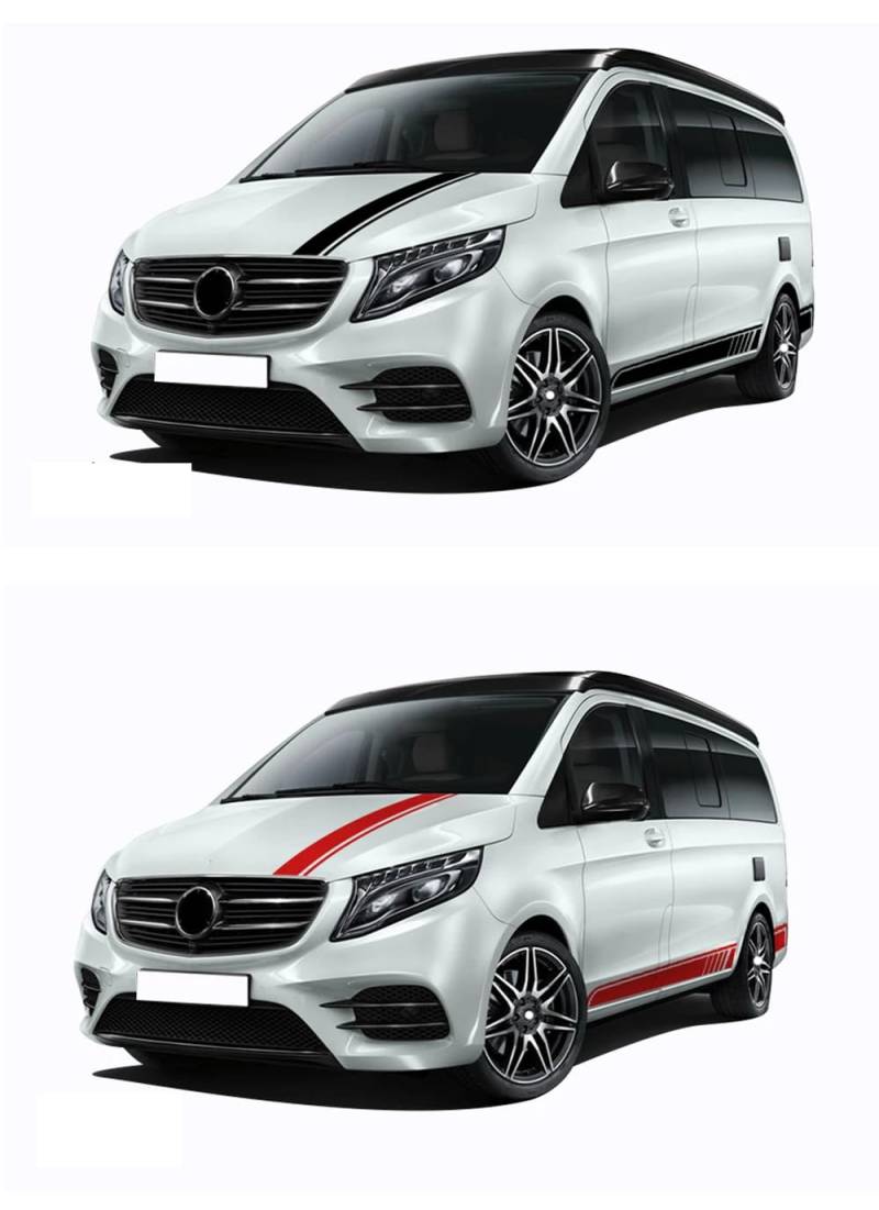 3-teiliger Türseitenstreifen-Rockaufkleber Edition 1 Motorhaubenaufkleber, für M=ercedes B=ENZ V-Klasse W447 Vito Viano 2014-heute AMG von WSOGYDOTX