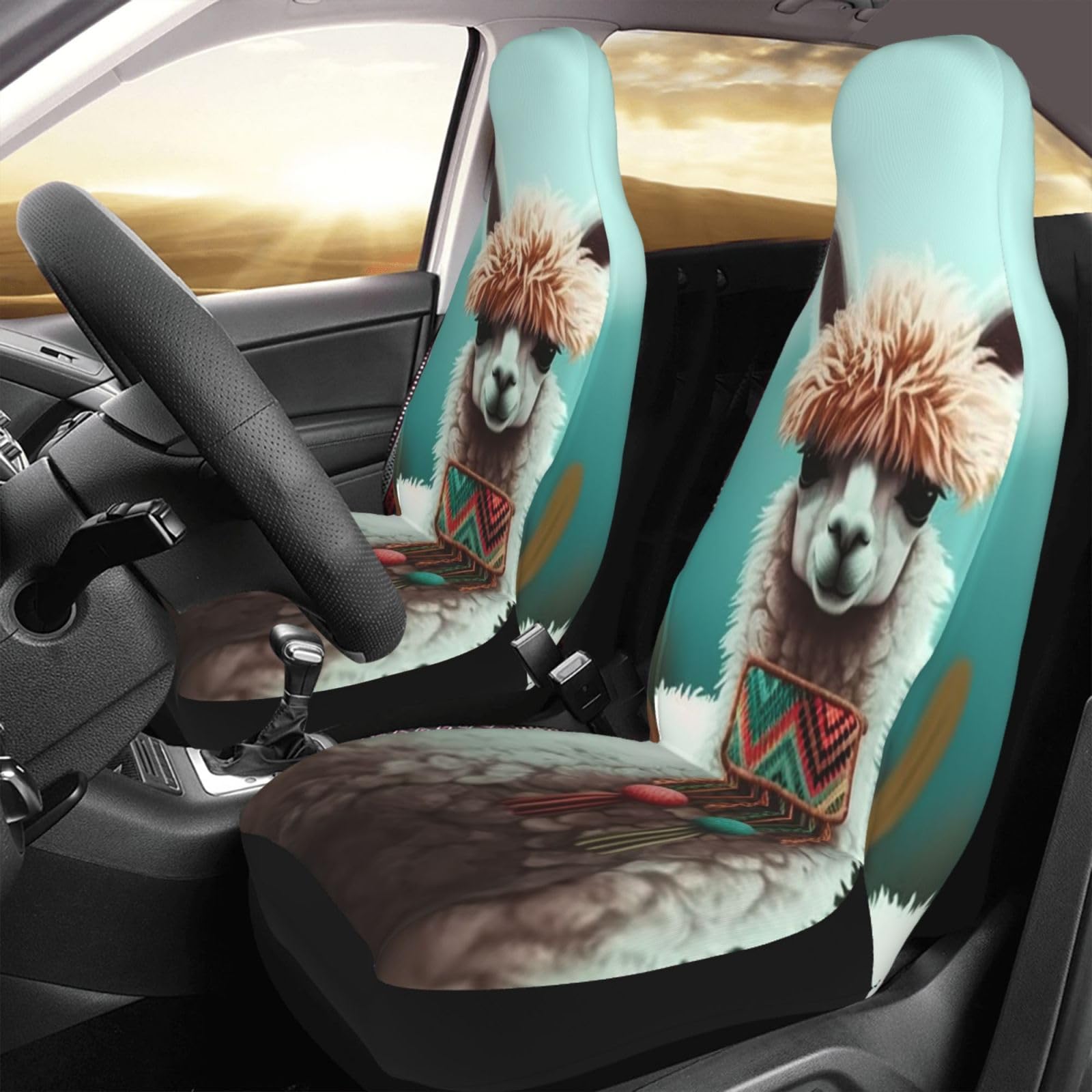 WSOIHFEC Alpaca Autositzbezüge-Set, 2-teilig, Vordersitzbezug für Autos, Sitzschutz, waschbar und atmungsaktiv, Autositzbezüge, universeller Autositzbezug von WSOIHFEC