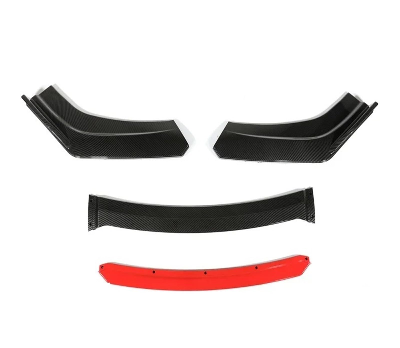 Auto-Frontspoiler 4 Teile/Satz Universal Auto Außen Teile Auto Front Lip Splitter Abnehmbare Stoßstange Kinn Spoiler Front Spoiler Lippe(Carbon Fiber and Red) von WSUMKH