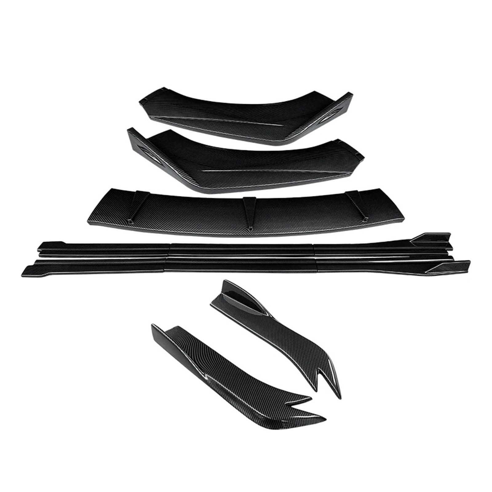 Auto-Frontspoiler Für RS6 Für A6 2013-2018 Zubehör Für Die Auto Front Stoßstange Splitter Lip Body Kit Spoiler Seite Röcke Extensions Hinten Wrap Winkel Front Spoiler Lippe(Kohlefaser-Optik) von WSUMKH