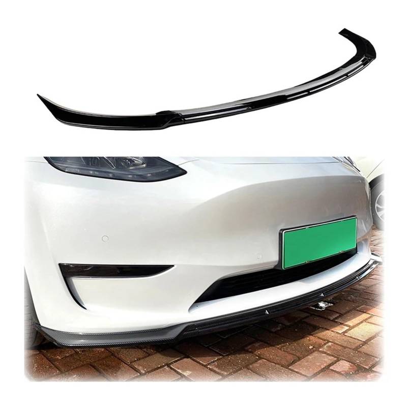 Auto-Frontspoiler Für Tesla Für Modell Y 2020 2021 2022 Frontschürze Spoiler Lip Splitter Schutz Bord ABS Glänzend Schwarz Carbon Faser Front Spoiler Lippe(Kohlefaser-Optik) von WSUMKH