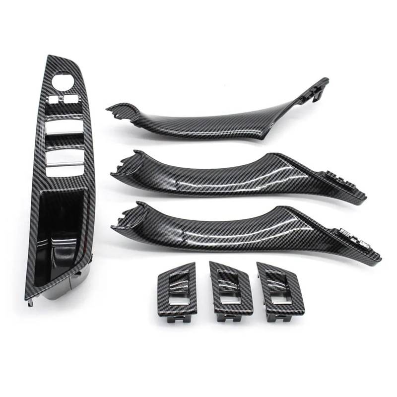 Auto Innen Türgriff Für 5 Series F10 F11 520i 523i 525i 528 2010–2017, LHD RHD Innen Carbonfaser Armlehnenverkleidung, Türzuziehgriff Abdeckungs Montage-Set Innentürgriff des Autos von WSUMKH