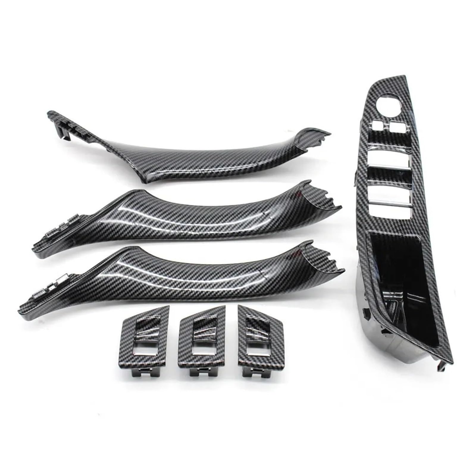 Auto Innen Türgriff Für 5 Series F10 F11 520i 523i 525i 528 2010–2017, LHD RHD Innen Carbonfaser Armlehnenverkleidung, Türzuziehgriff Abdeckungs Montage-Set Innentürgriff des Autos von WSUMKH