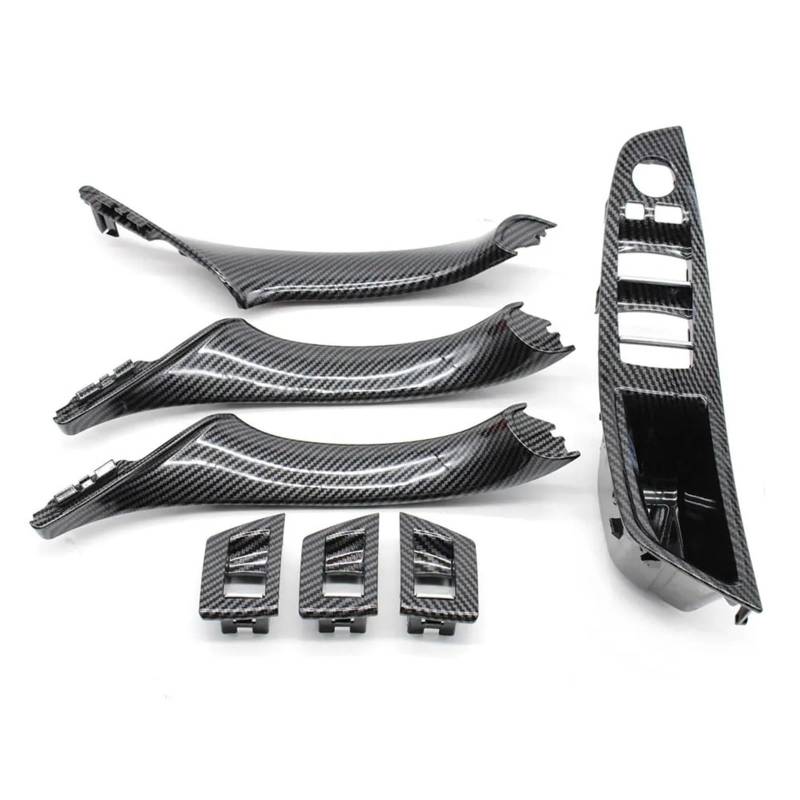 Auto Innen Türgriff Für 5 Series F10 F11 520i 523i 525i 528 2010–2017, LHD RHD Innen Carbonfaser Armlehnenverkleidung, Türzuziehgriff Abdeckungs Montage-Set Innentürgriff des Autos von WSUMKH