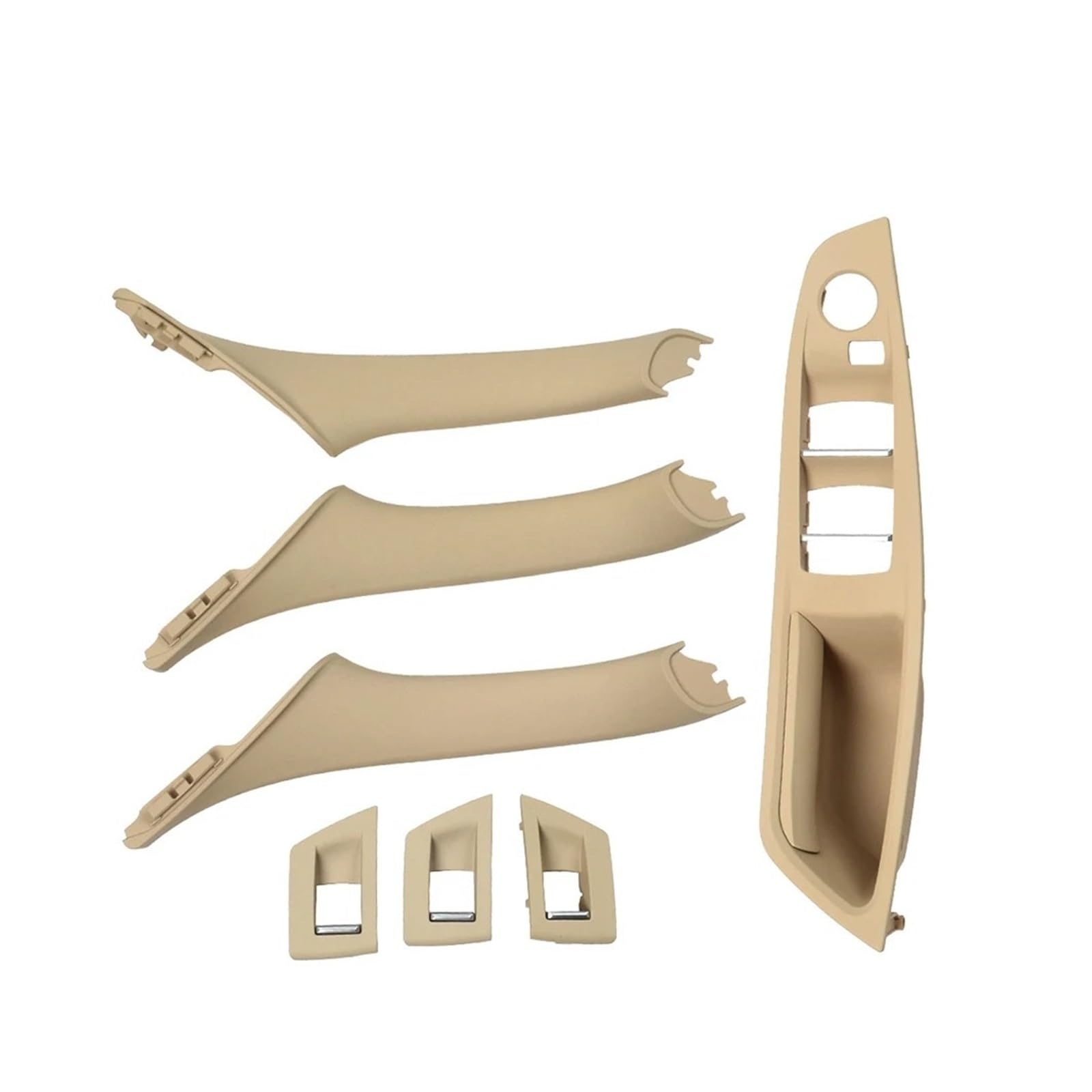 Auto Innendekoration Interieur Dekor 7PCS Set Für F10 F11 F18 520 523 525 528 530 2010-2017 RHD Rechts Hand Fahrer Innen Tür Fenster Schalter Panel Pull Griff(Model B Beige) von WSUMKH