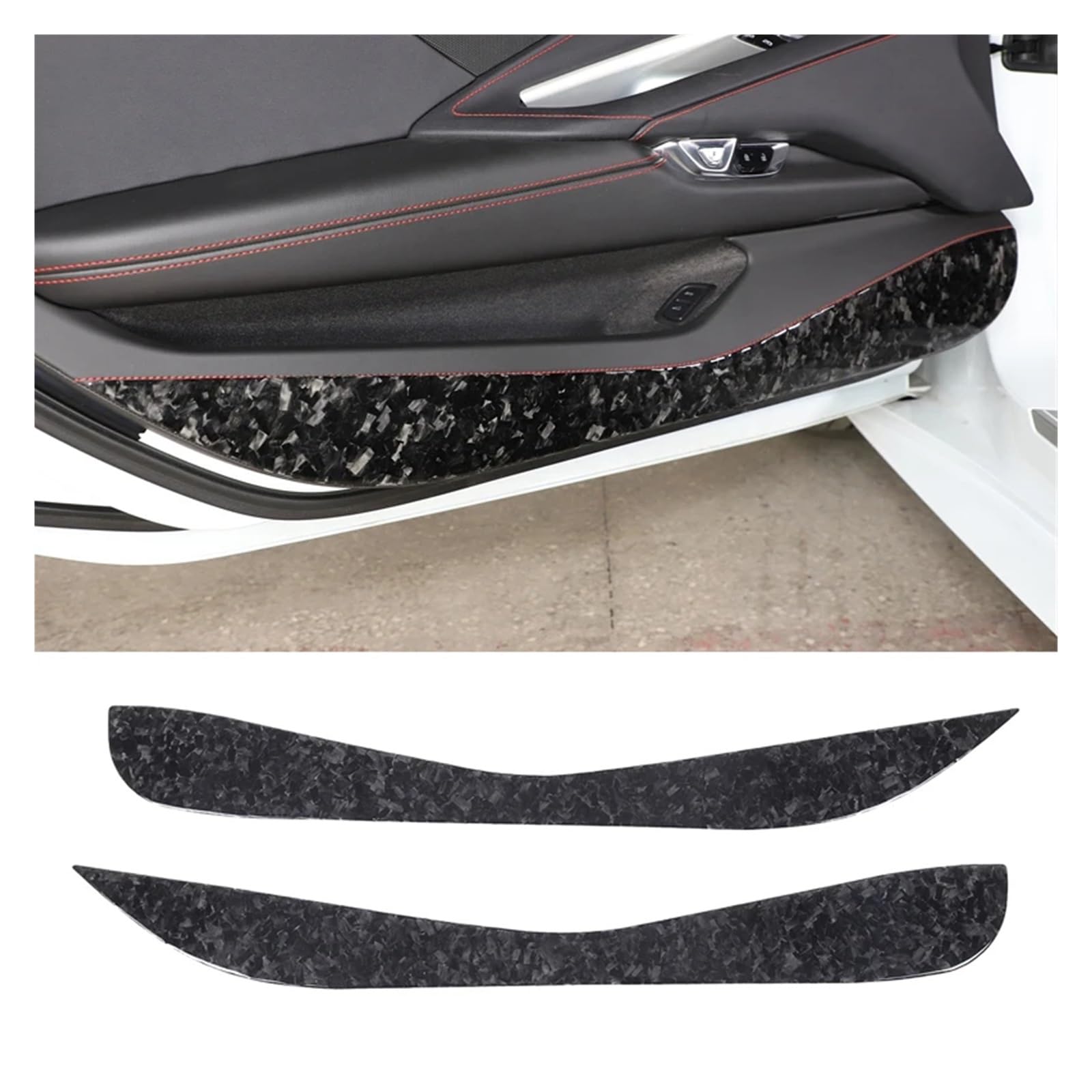 Auto Innendekoration Interieur Dekor Weichen Carbon Auto Tür Schutz Anti-Kick Schutz Panel Abdeckung Trim Für Chevrolet Für Corvette C8 Z06 Z51 2020 2021 2022 2023(Style C) von WSUMKH