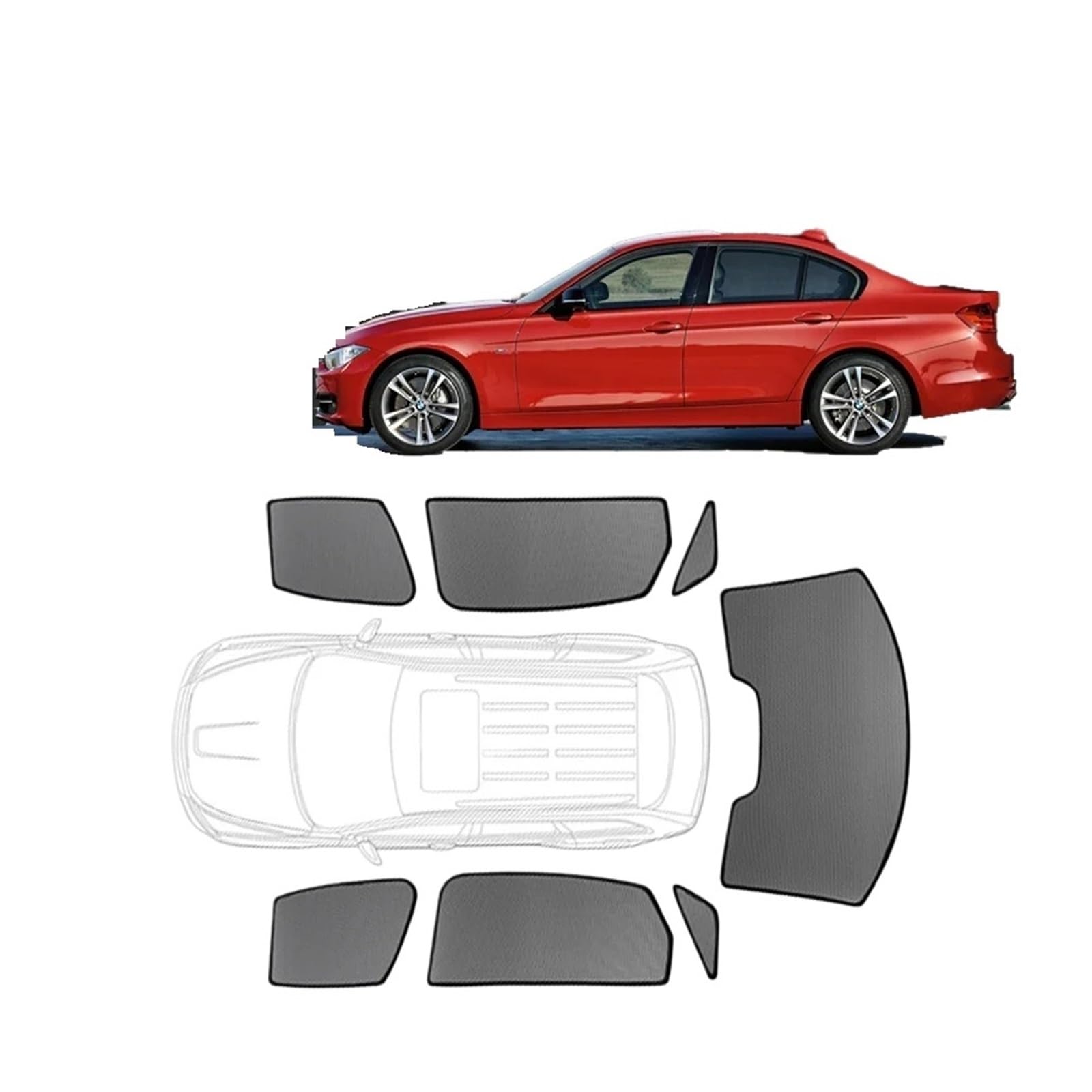 Autofenster Für 3er Limousine F30 2012–2019, Individueller Magnetischer Autofenster-Sonnenschutz-Vorhang, Netz-Frontscheiben-Rahmenvorhang Sonnenblende(Front Windshield B) von WSUMKH