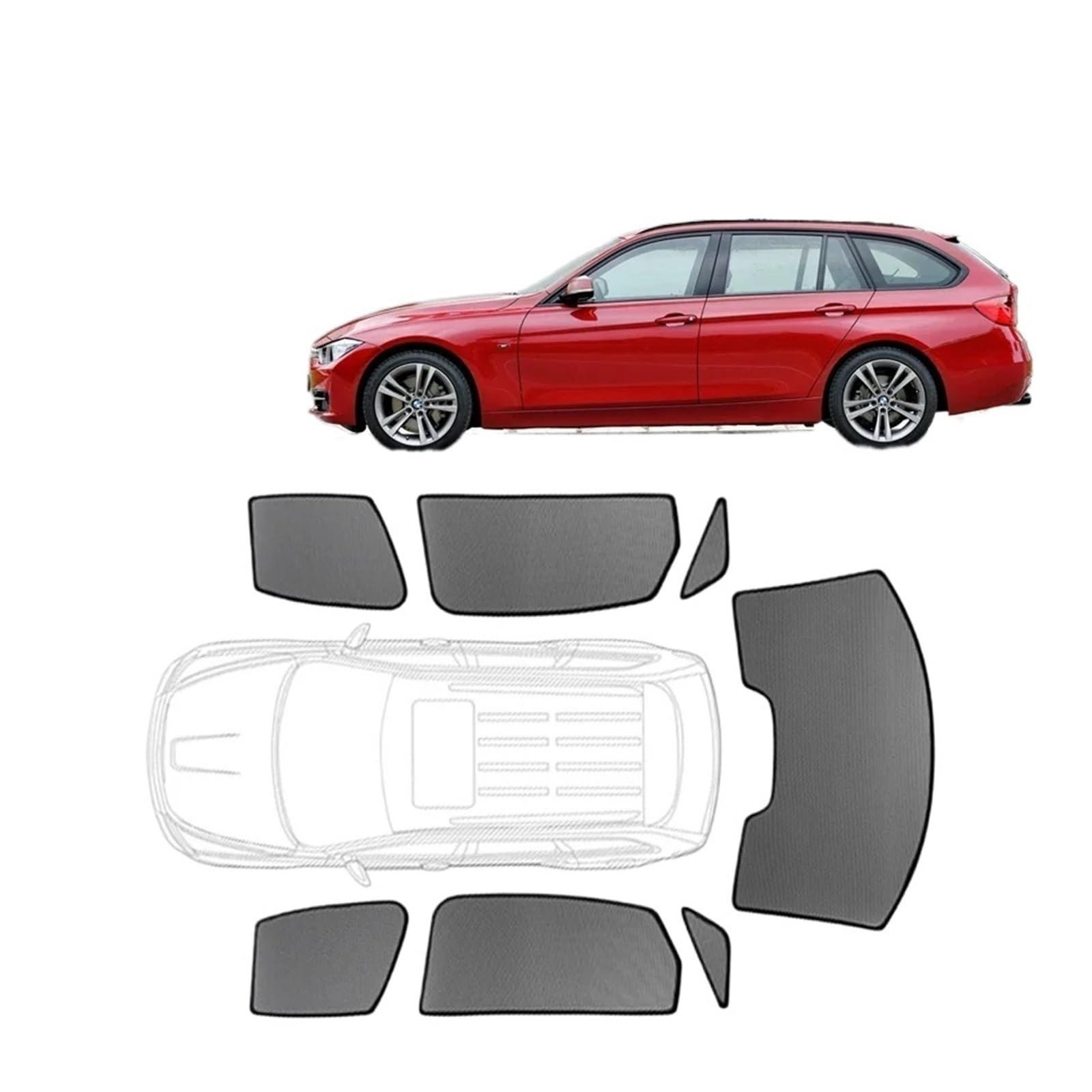 Autofenster Für 3er-Serie Touring F31 2012 2013–2019 Individueller Magnetischer Autofenster-Sonnenschutz Wagon-Vorhang Netz-Frontscheiben-Rahmenvorhang Sonnenblende(2PCS Side Triangle) von WSUMKH