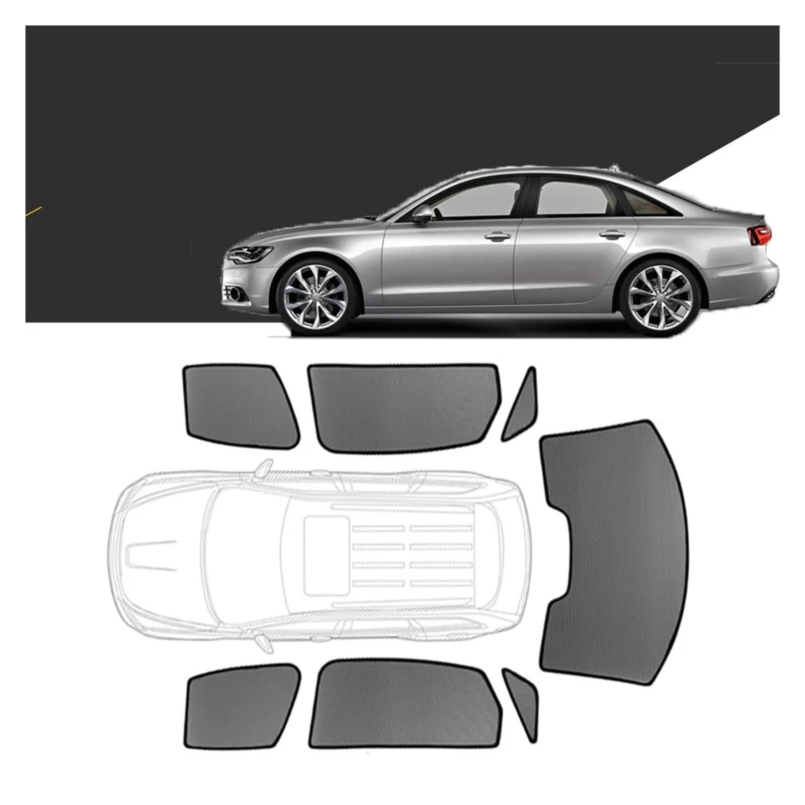 Autofenster Für A6 Limousine C7 2011-2018 Benutzerdefinierte Magnetische Auto Fenster Sonnenschutz Vorhang Mesh Frontscheibe Rahmen Vorhang Sonnenblende(2PCS Side Triangle) von WSUMKH